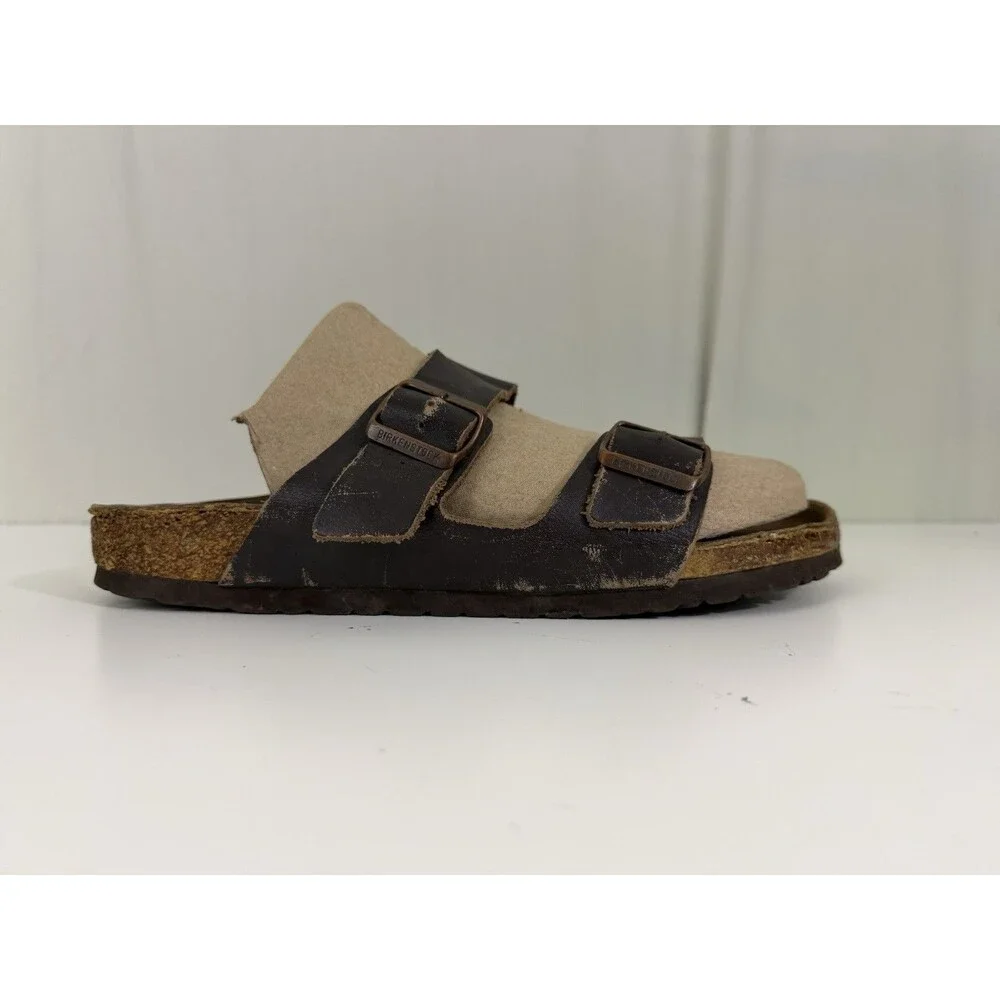 Birkenstock Arizona Men EU 44 US 11-11.5 Brown Leather Sandals Slip On Comfort